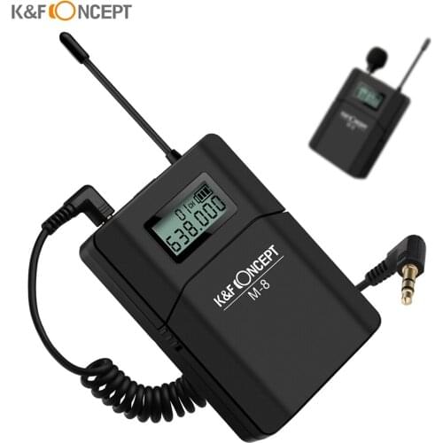K&F CONCEPT M-8 UHF Wireless Lavalier Lapel Microphone with Transmitter Receiver Unidirectional for Canon Nikon Sony DSLR Camera