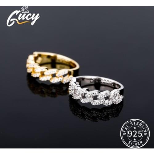 GUCY Stylish Simplicity Womens Jewelry 925 Sterling Silver Rings Cuban Cubic Zircon Wedding Ring