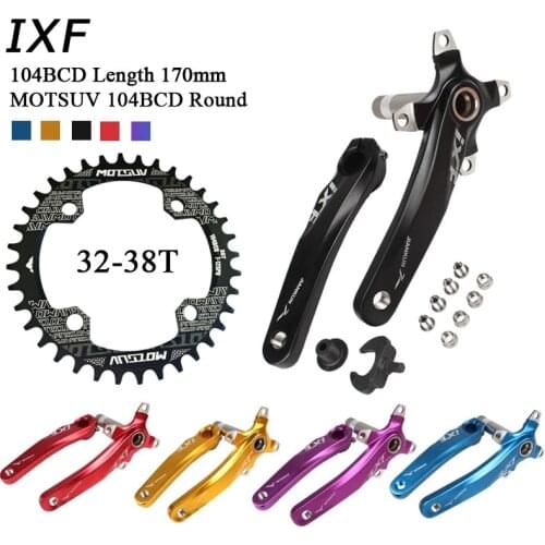 IXF Bicycle Crank Set 104 BCD CNC Untralight Crank Arm MTB/Road With MOTSUV 104BCD Round Chainring 32T 34T 36T 38T Bike Part