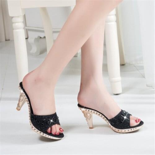 Summer Shoes Platform High Heels Women Sandals Slippers Casual Women Rhinestone Sandals for Women Elegant Plateformas Tacon
