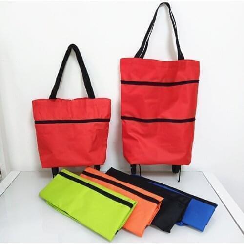 Reusable Foldable Shopping Trolley Cart Eco Large Waterproof Bag Luggage Wheels Basket Non-Woven Market Bag Pouch