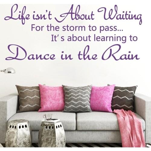Wall Decal for Modern Quotes Dance In The Rain Sentences Wall Sticker Girls Room Decor For Kids Nursery Decor Decal Mural HY1659