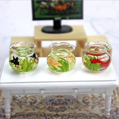 New! Dollhouse Miniature Glass Fish Tank Bowl Aquarium Doll House Home Ornament Toy For Dollhouse Decals