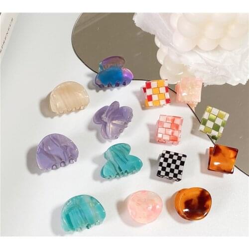 New Ins Acetate Mini Hair Claw Pastel Colorful Irregular Geometric ClawClip Small Size Big Clamps Grab Women Hair Accessories