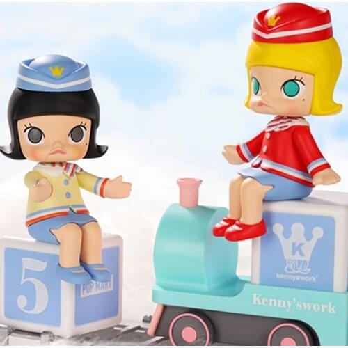 Original Pop Mart MOLLY Happy Little Train Party Series Blind Box Toys Model Confirm Style Cute Anime Figure Gift Surprise Box