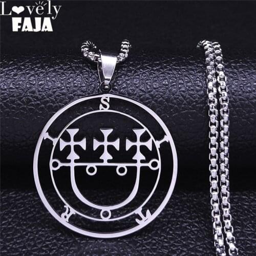 Sigeal Sigil De Lucifer Stainless Steel Satan SITRI Sytry Bitru Lazer Key Baphomet Stamp Necklace Jewelry collar mujer N4434S03