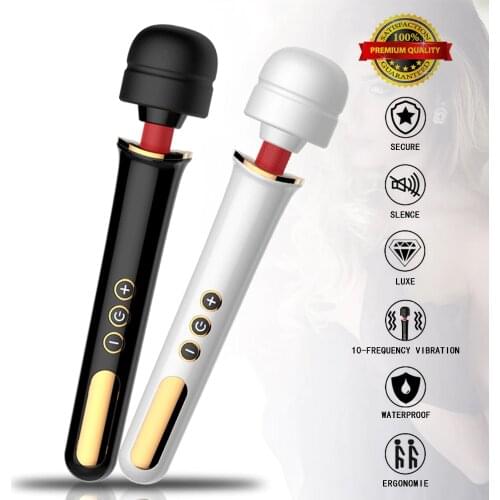 Rechargable 10 frequency vibration Magic Wand Massage Vibrator Silicone Soft Body Massager Stimulator toy for Women Neck Massage