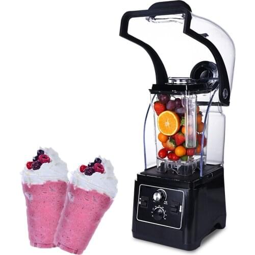 220V/110V Commercial Blender Mixer Juicer Ice Smoothies Fruit Food Processor 1.6L Sound Insulation