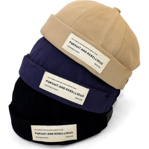 Men Hats Women Docker Cap Beanie Sailor Worker Hat Rolled Cuff Brimless Adjustable Personality Embroidery HipHop Harajuku Casual