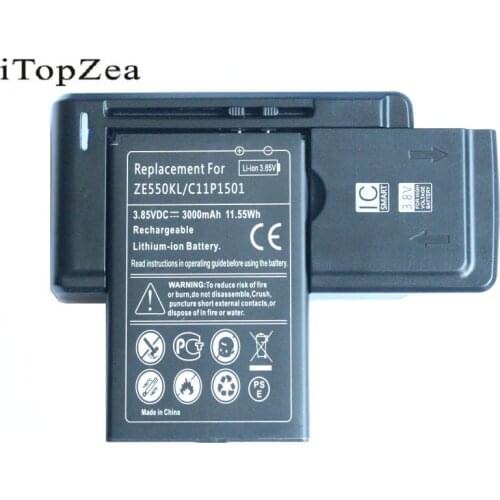 3000mAh C11P1501 Replacement Battery + Universal Charger For Asus Zenfone 2 Laser Zenfone2 Laser ZE601KL Selfie ZE550KL ZD551KL