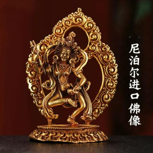 Tibetan brass gilt Religious rites handmade Buddhism Dakini Buddha statue