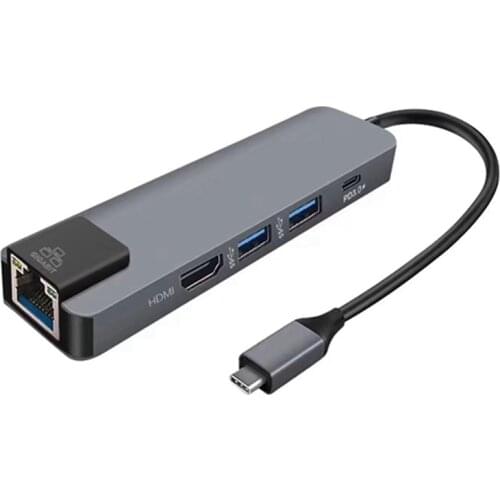 Hot-5 in 1 USB Type C Hub Hdmi 4K USB C Hub to Gigabit Ethernet Rj45 Lan Adapter for Mac book Pro Thunderbolt 3 USB-C Charger P