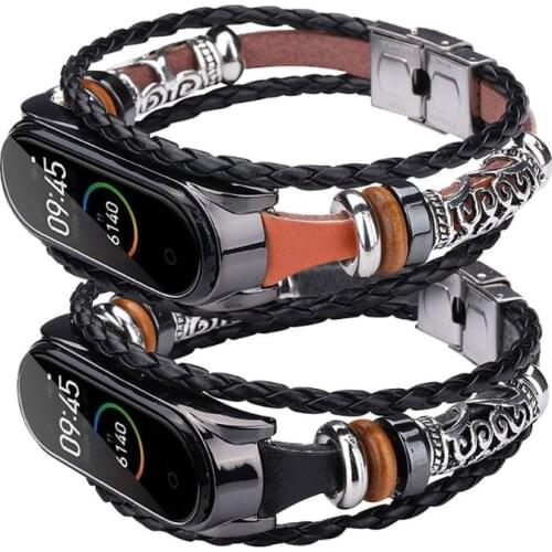 Vintage Braided Rope Wristband Metal Buckle Watch Band Strap Replacement for Xiaomi- Mi Band 4/3 Bracelet Accessories
