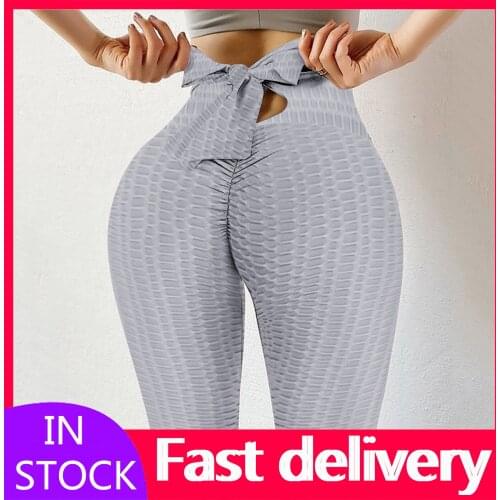 #VO Push Up Leggings Women Fitness Bow Tie High Waist Pants Workout Sports Pants Sexy Running Leggins Stretch Leggings