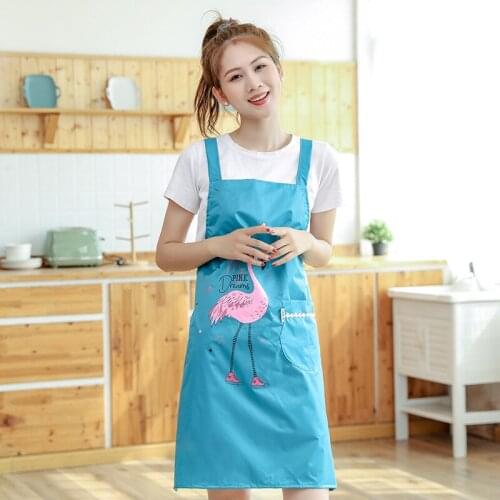 Waterproof apron womens thin section breathable kitchen can wipe hands for Cooking overalls summer Oil-proof household Aprons