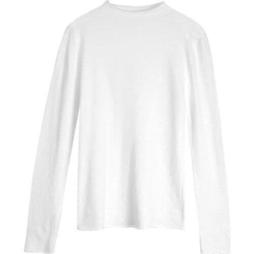 Half High Collar Knitted Bottoming Shirt Womens 2021 Autumn And Winter New Solid Color Long Sleeve T-Shirts