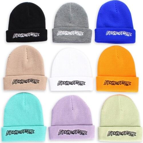 Women Winter Letter Embroidery Melon hat Knitted Beanies Caps Men Female Sport Hip Hop Flash Skullcap Ski Knit hats