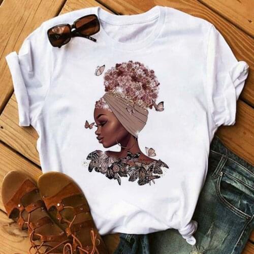 Women Lady Black Girls Butterfly Cartoon Printed 90s Fashion Print T Shirt Clothes Tees Tshirt For Female Top Graphic T-shirts