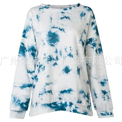 2020 New women sweatshirts gradient O-neck lantern sleeves women tops fashion strapless loose top female