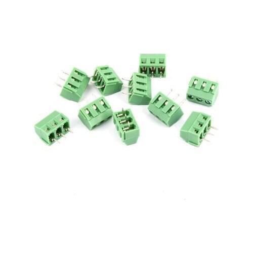 10pcs 300V 10A 3 81mm Pitch 3 Pole PCB Screw Terminal Block Connector Male Green
