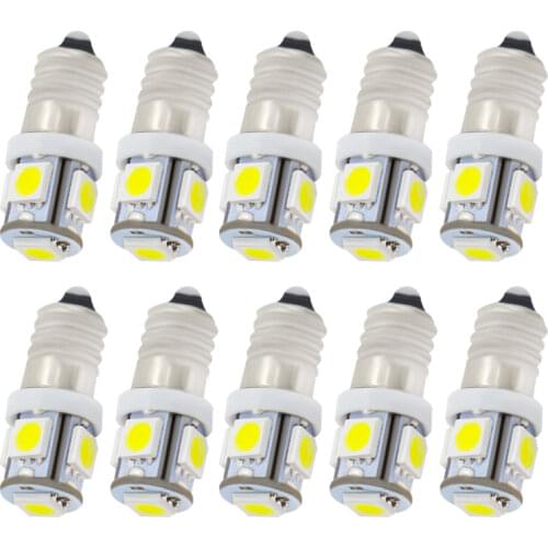 10piece E10 3v 6v 9v 12V 24V 5SMD 5050 LED flashlight torch bulbs led flashlight bulb light Head lamp bulb 3000K 6000K