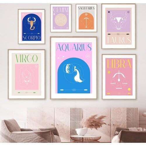12 Constellation Zodiac Cancer Virgo Leo Wall Art Canvas Painting Nordic Posters And Prints Wall Pictures For Living Room Decor