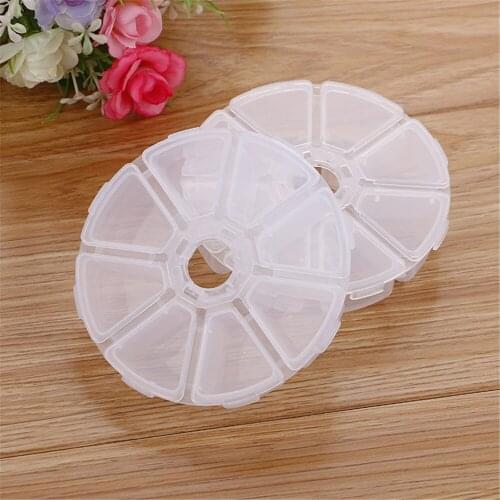 2pcs 8 Slots Plastic Components Tool Storage Cases Boxes Round Shape