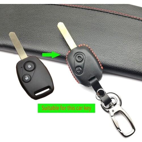 2017 Praise 100% Top layer Leather Skin Car Key Case FOB Cover For Honda Accord Pilot CIVIC JAZZ CR-V 2 Buttons Straight key bag