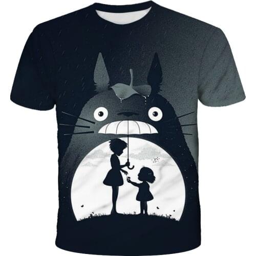 2021 Totoro Cartoon 3d Print T Shirt Kid Round Collar Anime Sweatshirts Summer New Casual T-Shirt Fashion Tee Tops Totoro Top