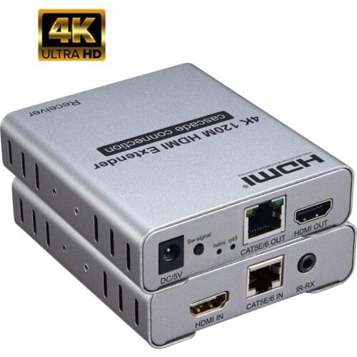 4K 120m HDMI Extender with loop-out,Use a cat5e or cat6 cable instead of an HDMI cable to transmit HD signals up to 120 meters