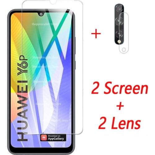 4 in 1 For Huawei Y6P Glass Protective Glass On for Huawei Y6P 2020 Camera Len Screen Protector Tempered Film HuaweiY6P 6.3 inch