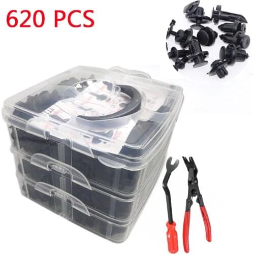 620 Pcs Fastener Clips Mixed Car Fasteners Door Trim Panel Auto Bumper Rivet Retainer Push Engine Cover Fender with Box