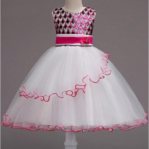 CAILENI Girls Dress Sequin Mesh Children Party Dresses Vintage Baby Wedding Ball Gowns Kids Birthday Clothing for Girl
