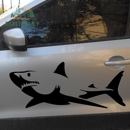 EARLFAMILY 60cm x 26.7cm Novelty White Shark Magical Marine Animals Car Sticker for Styling Hand Carving Decor Vinyl Decal Ocean