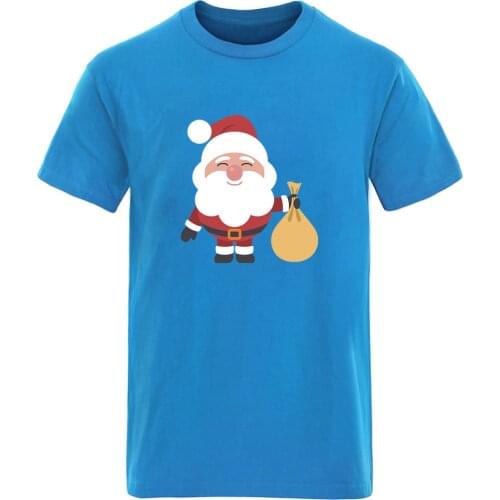 Christmas Santa Claus Short Sleeve Oversize Mens T-shirts High Quality Harajuku Tops Tees Leisure Casual Black Camisetas Homme