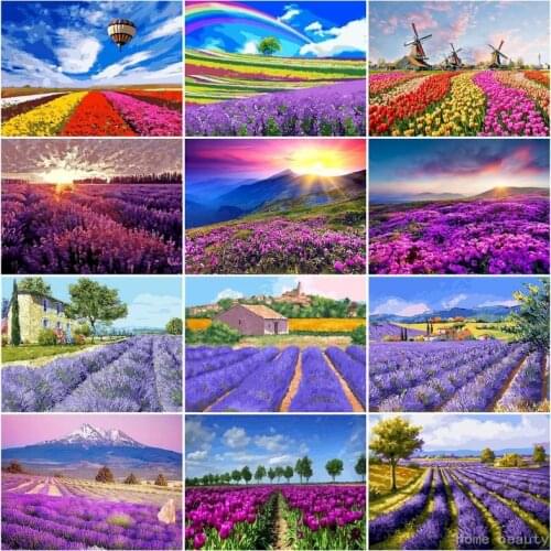 SDOYUNO Paint By Numbers Lavender Scenery 60x75cm Oil Painting By Numbers On Canvas Flowers Frameless DIY Handpaint Home Decor