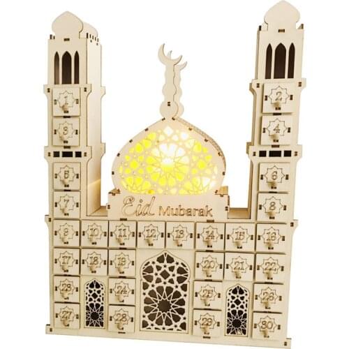 2021 Ramadan Kareem Countdown Calendrier Ramadan Decorations for Home Wooden Eid Mubarak Ornament Drawer Eid Al Adha Party Decor