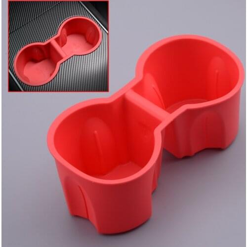 Red Non-Slip Car Water Cup Holder Storage Box Limiter Part Drink Holder Fit For Tesla Model 3 2017 2018 2019 2020
