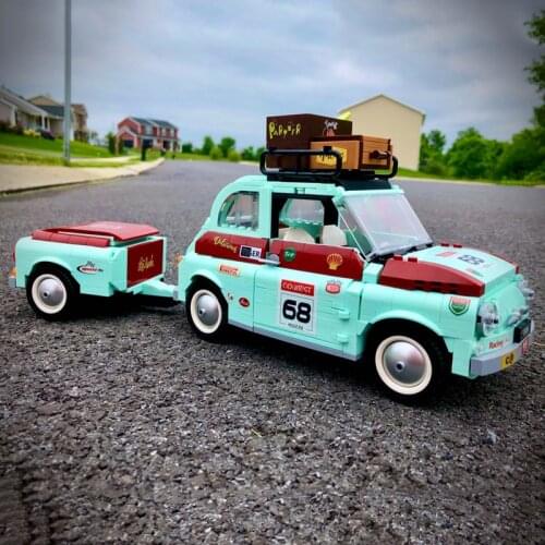 Follow Store =$2 Coupon MOC DIY Tourist Picnic Car Trailer Tractor Model Building Blocks Bricks Toys For Children Gifts 1475 PCS