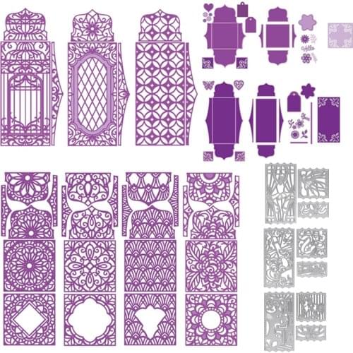 3D Box Hollowed Pattern Frame Flower Butterfly Metal Cutting Dies for Scrapbooking DIY Embossing Cards Decor Crafts New 2019