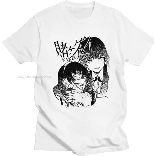Trendy Kakegurui Shirt Yumeko Jabami Tshirt for Men Short Sleeved Leisure Compulsive Gambler Tee O-neck Cotton T-shirt Gift