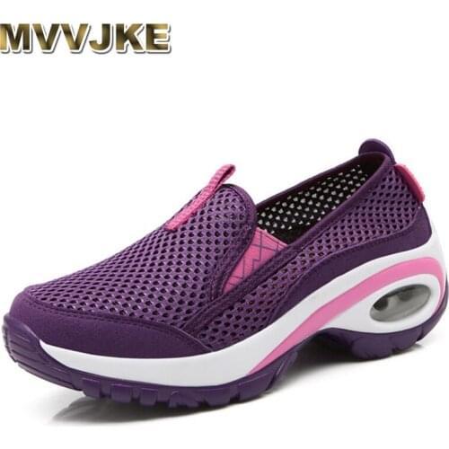 MVVJKE Fashion Womens Air Wedge Cushion Shoes Breathable Mesh Non-slip Jogging Walking Shoes