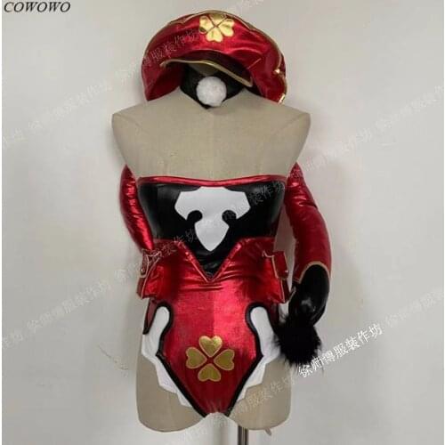 [Customized] Anime! Genshin Impact Klee Bunny Girl Swimsuit Jumpsuits Uniform Cosplay Costume Halloween Party Role Play Outfit