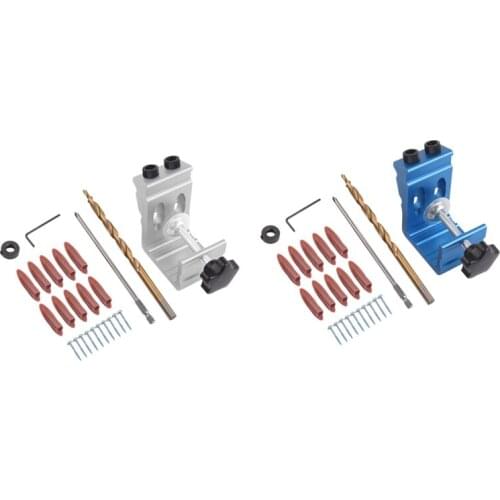 Pocket Hole Jig Kit Metal Pocket Hole Jig Kit 27PCS Woodworking Locator Puncher Inclined Hole Positioner Wood Dowel