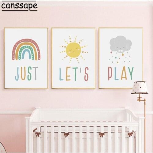 Nursery Canvas Painting Sun Rainbow Wall Art Posters Cloud Print Nordic Art Prints Baby Poster Modern Kids Room Home Decoration