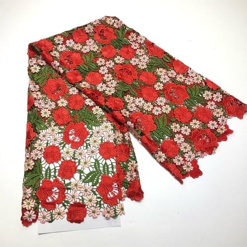 Nigerian Lace Fabric 2021 High Quality Lace Water Soluble Embroidered Fashion Soft Lace Fabric 5 Yards