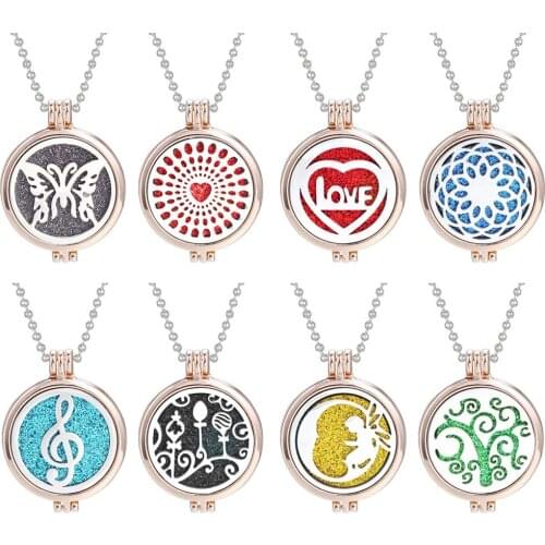 New Aromatherapy Jewelry Rose Gold Essential Oil Diffuser Necklace Open Perfume Lockets Diffuser Pendants Necklace Women Gift