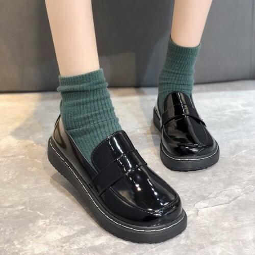 New Womens Shoes Fashion Casual Womens Leather Flat Shoes Ladies Non-slip Comfortable Black Work Shoes Flat Shoes35-40
