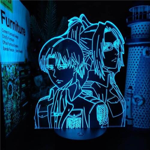 Attack on Titan Levi Ackerman Anime 3D Lamp Hange Zoe Acrylic LED Night Light Table Lamps Colorful luminaria Boy Birthday Gifts