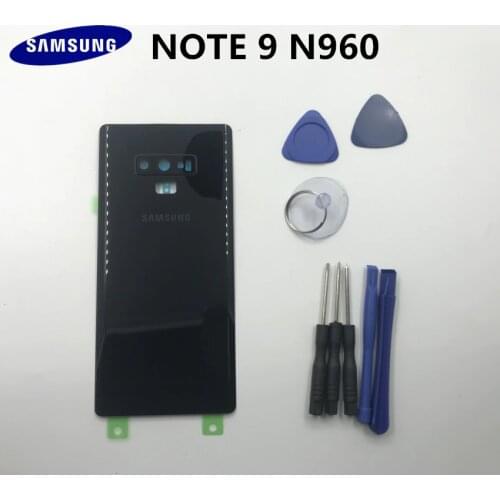 Original new Samsung Galaxy Note 9 N960 N960F Battery Back Cover Glass Door Housing Replacement+Rear Camera Glass Lens Frame